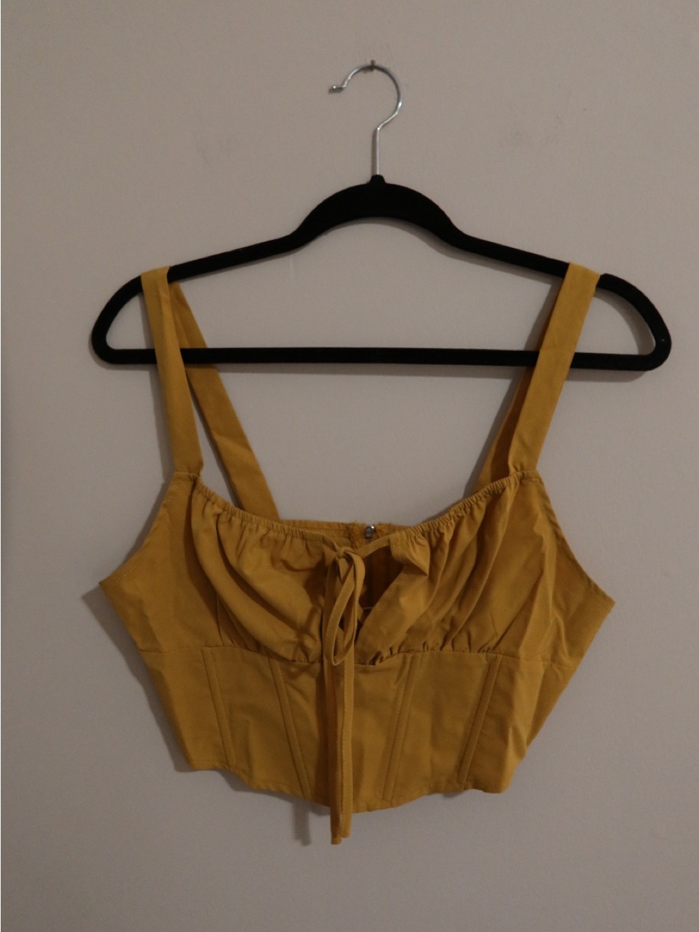 SHEIN Mustard Yellow Tie-Front Cropped Tank